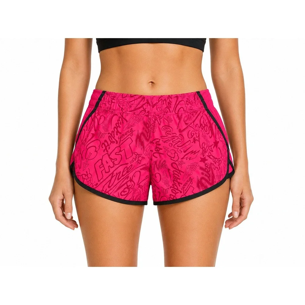 Nike Dri-FIT Women's Tempo Running Shorts Pink Graffiti Print Size Small